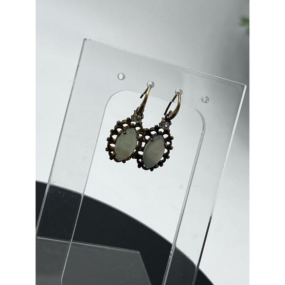 Renata 925 Thai Vermeil Opalite CZ Dangle Drop Earrings 4.5g - Picture 4 of 8